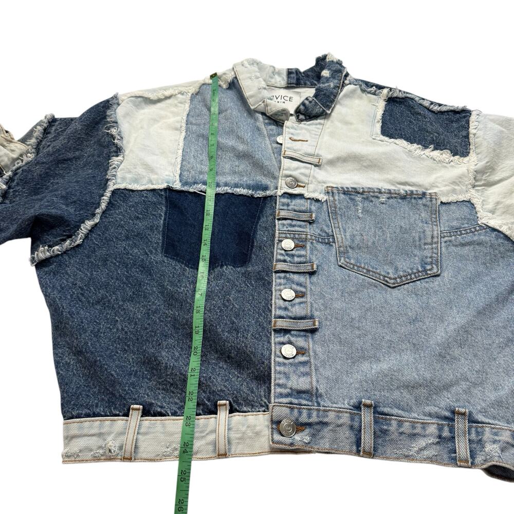 REVICE DENIM Patchwork Jean Jacket Size Large Wom… - image 9